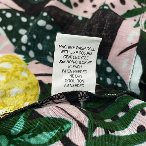 Blue Island 3 tiered maxi beach dress tropical print pineapple palm leaves XS - Picture 11 of 13